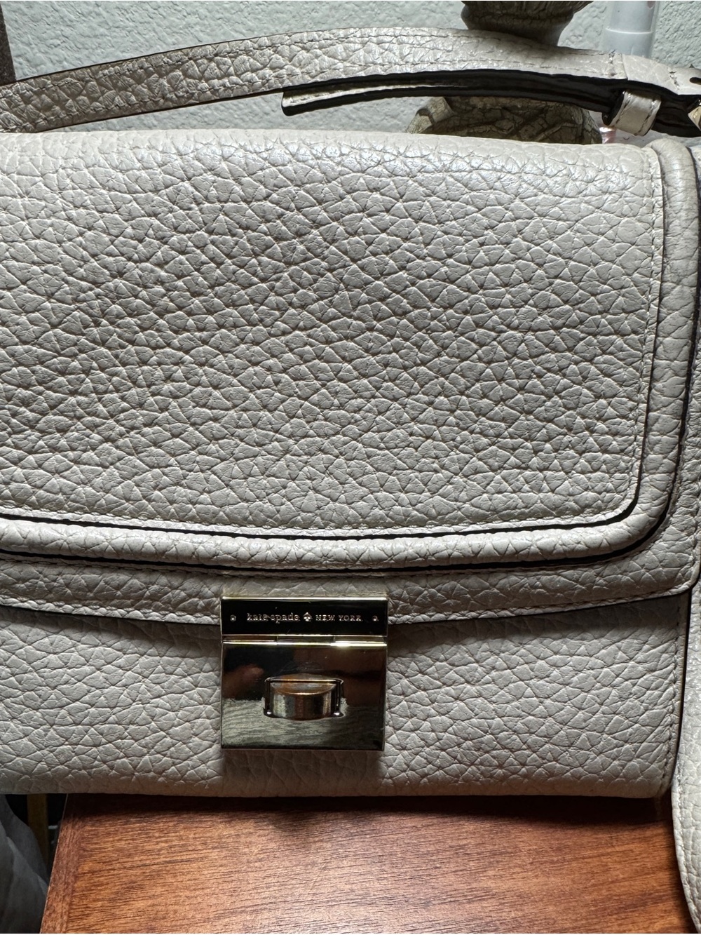 kate spade Pebbled Leather Crossbody in Light Beige